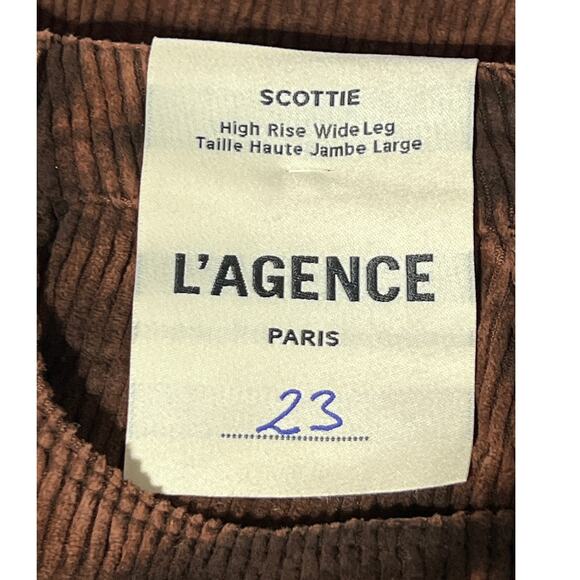 L'AGENCE WOMENS SIZE 23 SCOTTIE WIDE LEG CORDUROY JEANS IN SADDLE BROWN NEW - Picture 6 of 16
